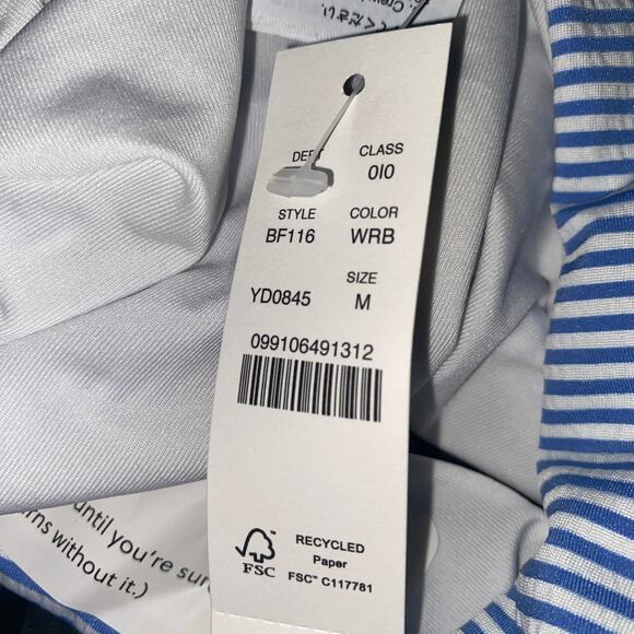 New J. Crew Seersucker Striped Hipster Bikini Swim Bathing Suit Bottom Medium - Picture 8 of 10